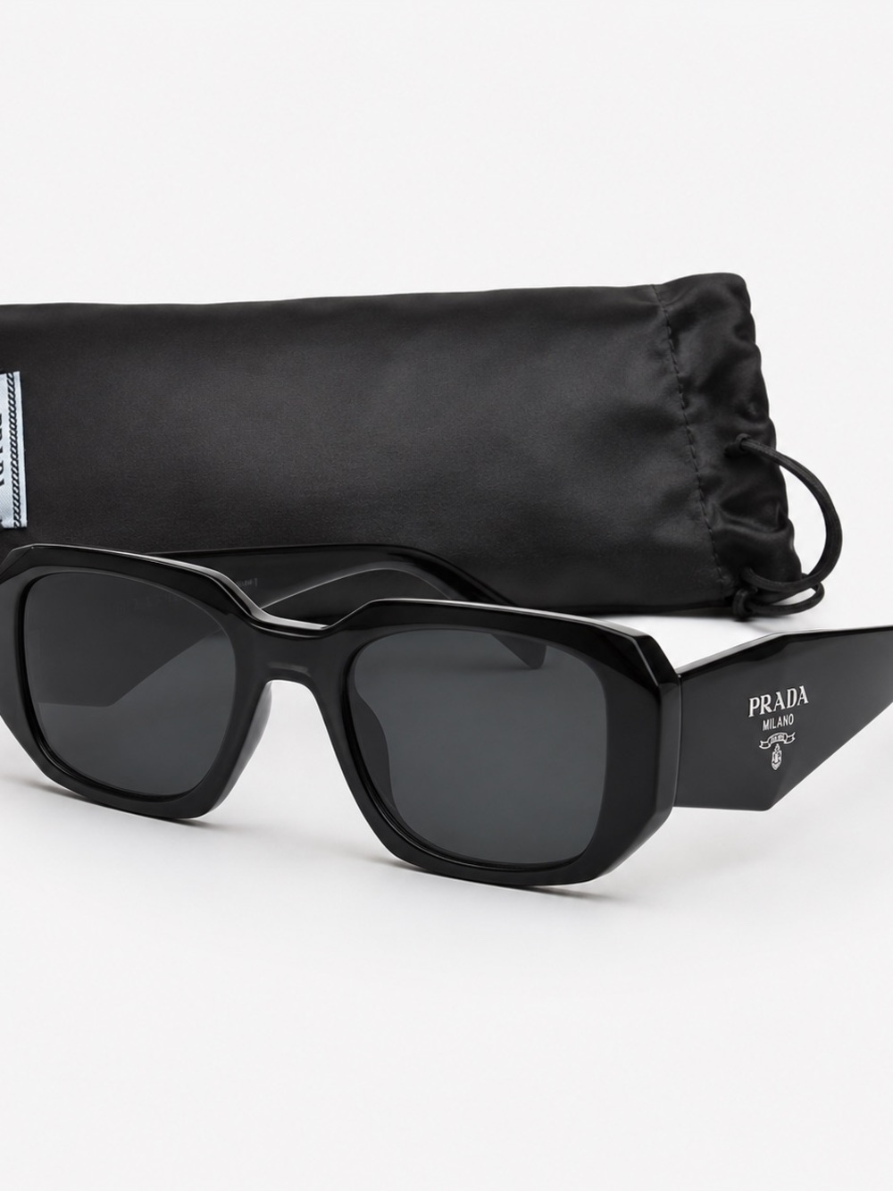 Prada Black Geometric Frame Sunglasses